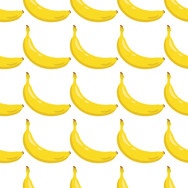 Gele banaan naadloze patroon. Zoete tropische vruchten. Witte achtergrond. Vectorillustratie. — Stockvector