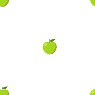 Yeşil elma sorunsuz arka plan. Desen ile organik ve eko meyve. Vektör çizim.