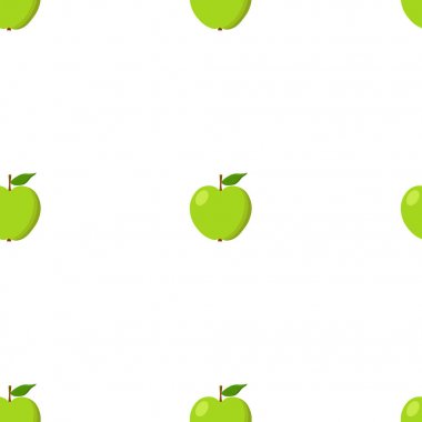 Yeşil elma sorunsuz arka plan. Desen ile organik ve eko meyve. Vektör çizim.