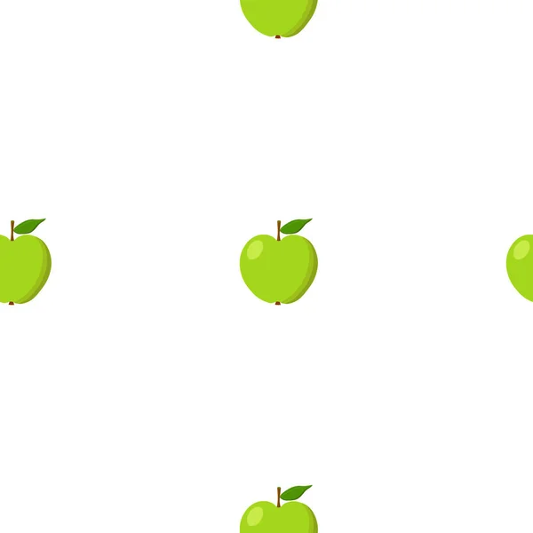 Zielone jabłka bezszwowe tło. Wzór z organiczne i ekologiczne owoce. Ilustracja wektorowa. — Wektor stockowy