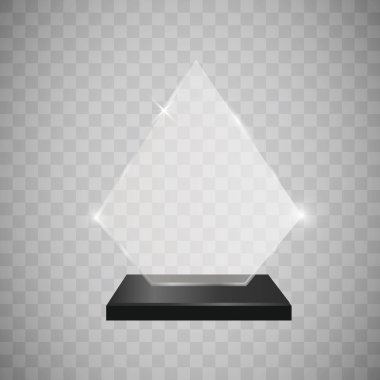 Cam kupa Ödülü vektör çizim. Vektör çizim parlak Ödülü. Parlak şeffaf kupa. İçin tasarım.