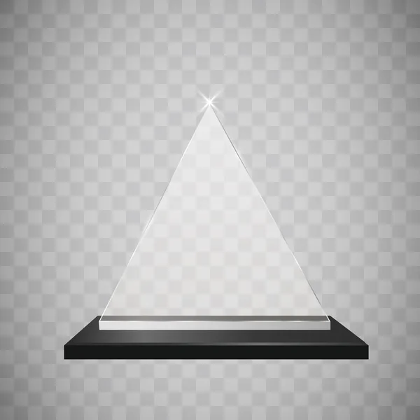 Glass trophy award vector illustration. Vector illustration of shiny award. Glossy transparent trophy. For you design. — Stock Vector