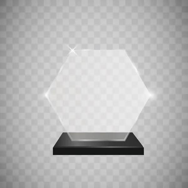 Glass trophy award vector illustration. Vector illustration of shiny award. Glossy transparent trophy. For you design. — Stock Vector