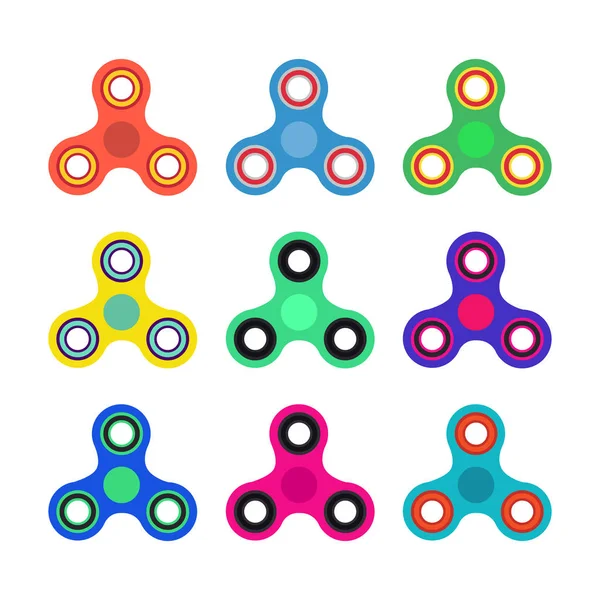 Set Handspinner-Spielzeuge im Flach- und Cartoon-Stil. weißer Hintergrund. Vektorsymbole. — Stockvektor