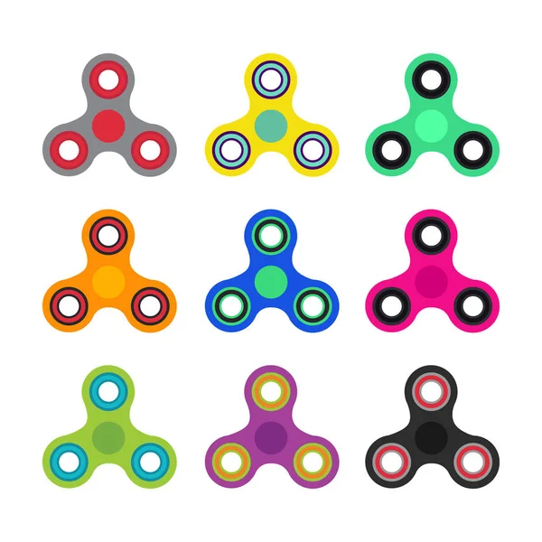 Set Handspinner-Spielzeuge im Flach- und Cartoon-Stil. weißer Hintergrund. Vektorsymbole. — Stockvektor