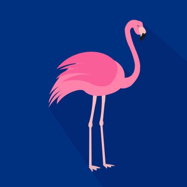 Flamingo karikatür düz simgesi. Brezilya. Vektör çizim.