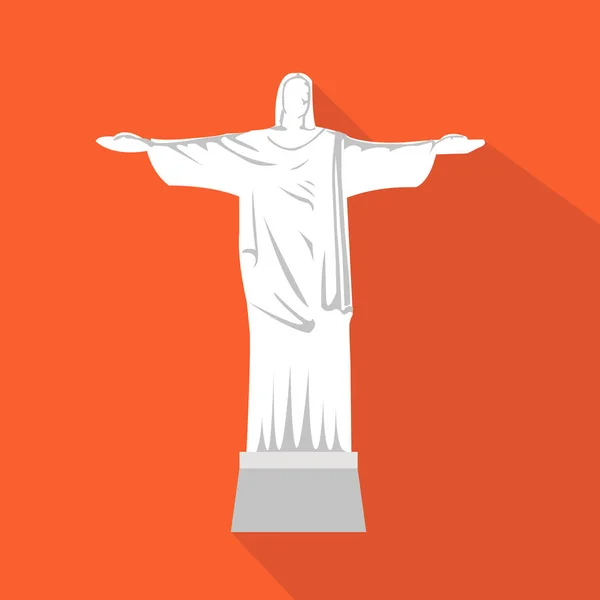 Estátua de Jesus ícone de desenho animado plana. O Brasil. Rio. Ilustração vetorial . —  Vetores de Stock