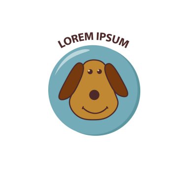 Köpek Logo soyut. Tasarım. Şablon. İş. Vektör çizim. karikatür ve düz stil. Gülümse. mutlu