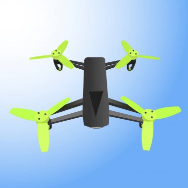Gerçekçi uzaktan hava fotoğraf makinesi ile quad-helikopter robot. Vektör çizim.