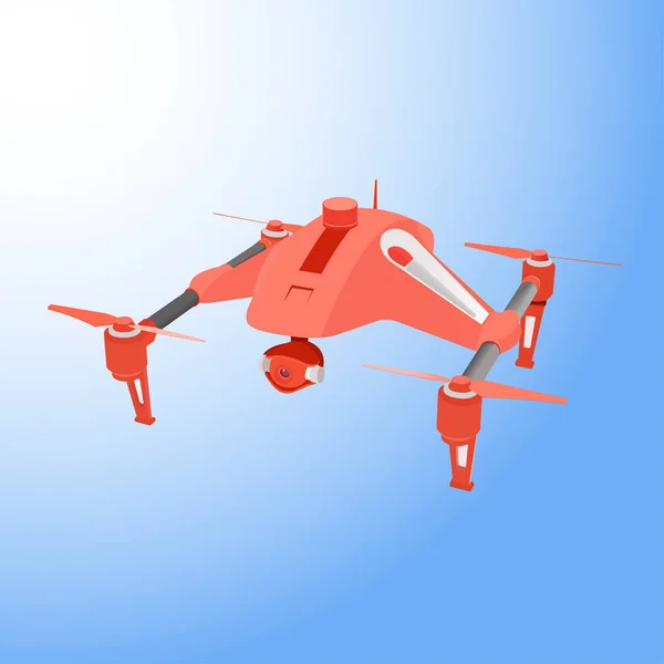 Realistic remote air drone quad-copter with camera. Vector illustration. — Stock Vector