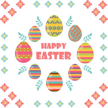 Mutlu paskalyalar. Düz ve karikatür tarzı. Vektör çizim.