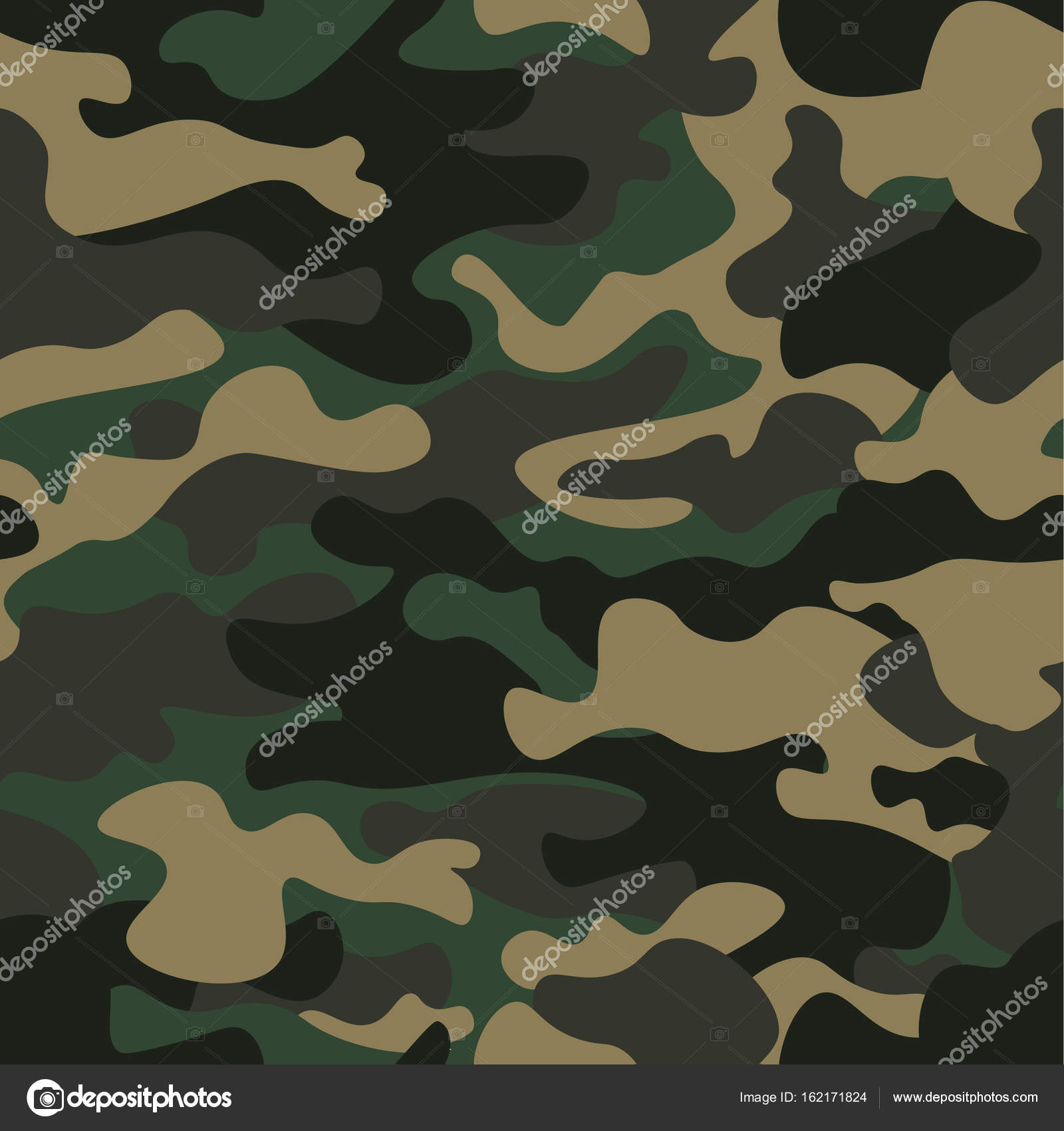 Black Military Camouflage Seamless Pattern Vector Stock