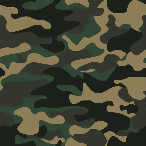 Camouflage fond de motif sans couture. Style vestimentaire classique camouflage imprimé répétition. Vert brun noir olive couleurs texture de la forêt. Élément design. Illustration vectorielle . — Image vectorielle