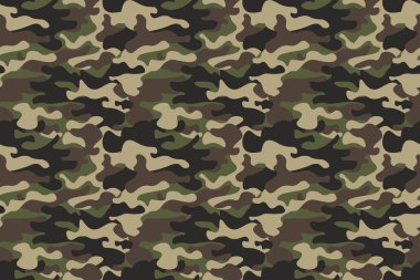 Dikişsiz desen arka plan kamuflaj. Yatay sorunsuz afiş. Klasik giyim tarzı camo tekrar Yazdır maskeleme. Yeşil Kahverengi Siyah Zeytin renkler orman dokusu. Tasarım öğesi. Vektör çizim