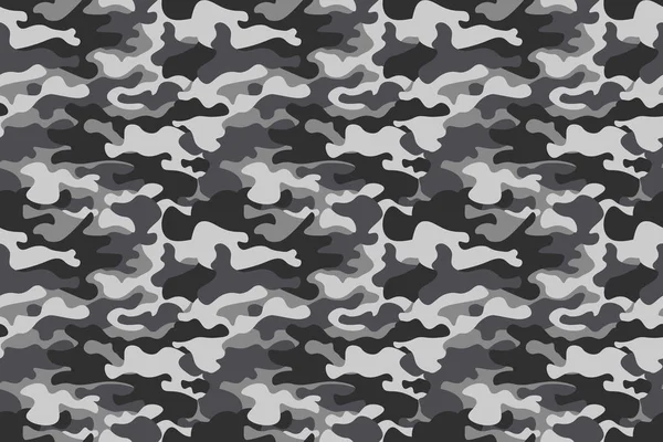 Yatay banner kamuflaj Dikişsiz desen arka plan. Klasik giyim tarzı camo tekrar Yazdır maskeleme. Siyah gri beyaz kış buz doku renkleri. Tasarım öğesi. Vektör çizim.