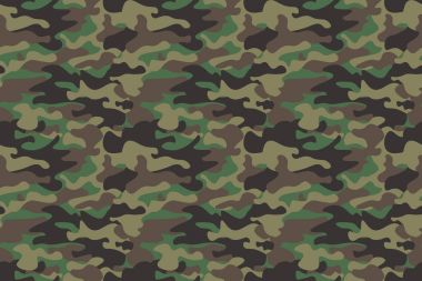 Dikişsiz desen arka plan kamuflaj. Yatay sorunsuz afiş. Klasik giyim tarzı camo tekrar Yazdır maskeleme. Yeşil Kahverengi Siyah Zeytin renkler orman dokusu. Tasarım öğesi. Vektör çizim