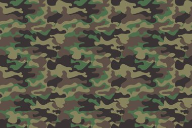 Dikişsiz desen arka plan kamuflaj. Yatay sorunsuz afiş. Klasik giyim tarzı camo tekrar Yazdır maskeleme. Yeşil Kahverengi Siyah Zeytin renkler orman dokusu. Tasarım öğesi. Vektör çizim