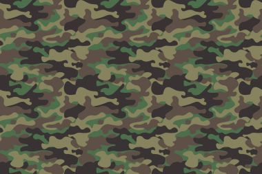 Dikişsiz desen arka plan kamuflaj. Yatay sorunsuz afiş. Klasik giyim tarzı camo tekrar Yazdır maskeleme. Yeşil Kahverengi Siyah Zeytin renkler orman dokusu. Tasarım öğesi. Vektör çizim