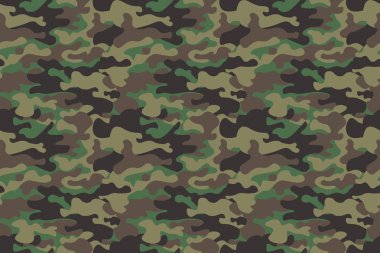 Dikişsiz desen arka plan kamuflaj. Yatay sorunsuz afiş. Klasik giyim tarzı camo tekrar Yazdır maskeleme. Yeşil Kahverengi Siyah Zeytin renkler orman dokusu. Tasarım öğesi. Vektör çizim
