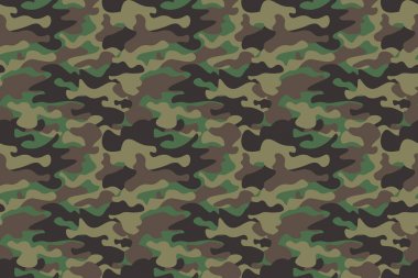 Dikişsiz desen arka plan kamuflaj. Yatay sorunsuz afiş. Klasik giyim tarzı camo tekrar Yazdır maskeleme. Yeşil Kahverengi Siyah Zeytin renkler orman dokusu. Tasarım öğesi. Vektör çizim