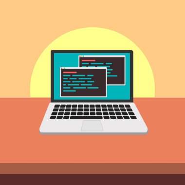 Dizüstü ekran Java kodu. Programlama ve vektör kavramı kodlama. Java programı yazılım, geliştirme ve web tasarımınız için programlama bilgisayar çizimi kodlama.