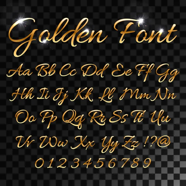 Calligraphic golden letters. Vintage elegant gold font. Luxury vector script. Golden alphabet calligraphic, calligraphy abc gold script illustration for your web design. — Stock Vector