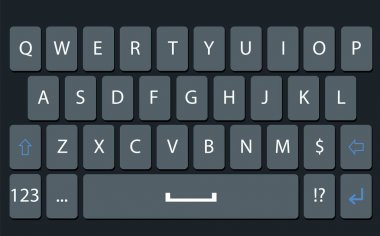 Smartphone klavye, hareket eden telefon tuş takımı vektör mockup. Web tasarımınız için hareket eden aygıt illüstrasyon için klavye.