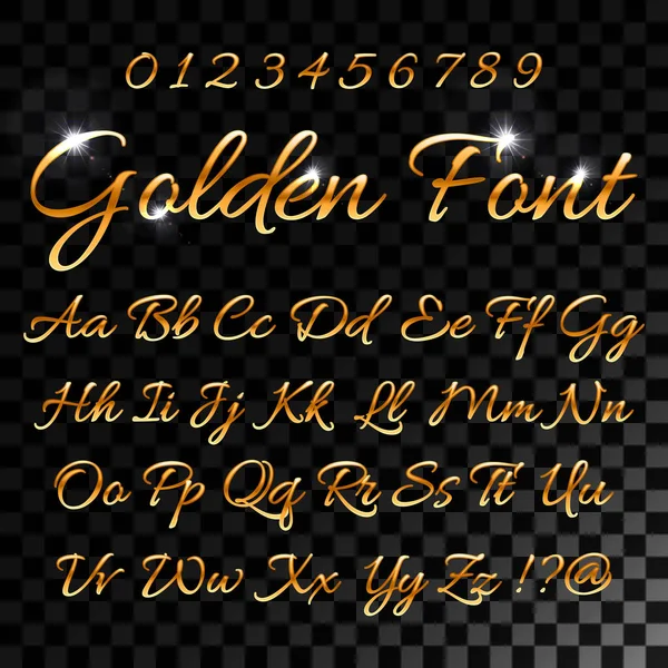 Calligraphic golden letters. Vintage elegant gold font. Luxury vector script. Golden alphabet calligraphic, calligraphy abc gold script illustration for your web design. — Stock Vector