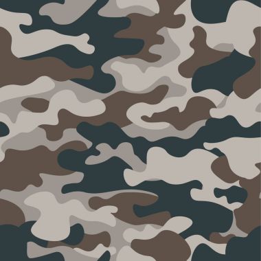 Modern moda vektör trendy kamuflaj desen. Klasik giyim tarzı camo tekrar Yazdır maskeleme. Yeşil Kahverengi Siyah Zeytin renkler orman dokusu. Tasarım öğesi. Vektör çizim.