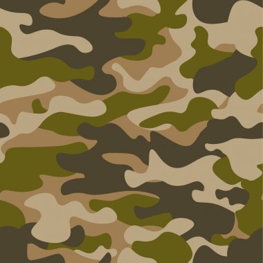 Seamless modeli. Soyut askeri veya av kamuflaj arka plan. Kahverengi, yeşil renk. Vektör çizim. Yinelenen doku Tekstil giyim için