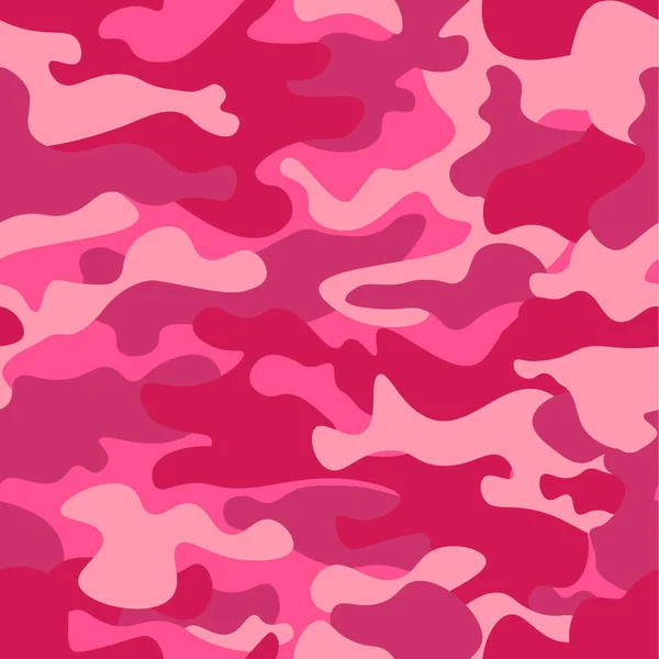 Fondo de patrón sin costura de camuflaje. Estilo de ropa clásica camuflaje máscara impresión repetida. Rosa orquídea rosa rubí colores textura del bosque. Elemento de diseño. Ilustración vectorial . — Vector de stock