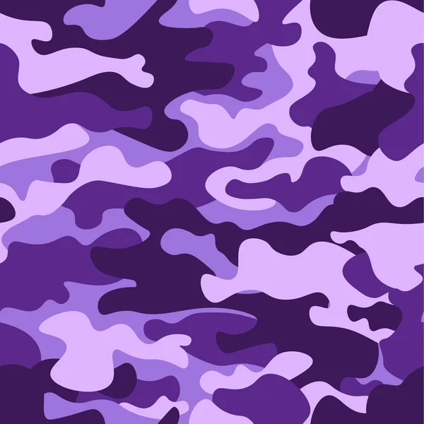 Militär camouflage sömlösa mönster, lila monokrom. Klassiska klädstil maskering camo upprepad utskrift. ruby färger konsistens. Designelement. Vektorillustration. — Stock vektor