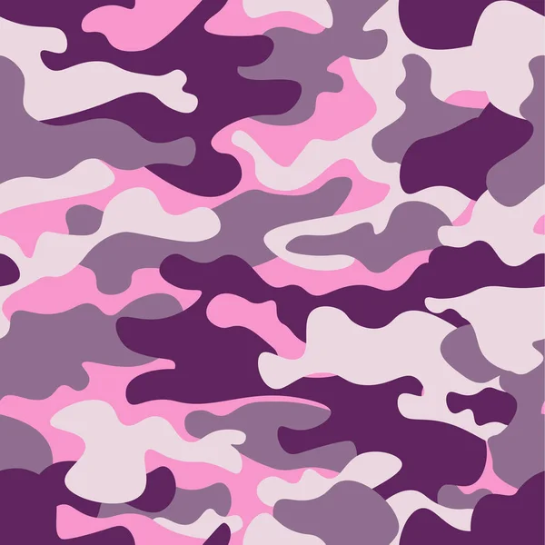 Camouflage militaire motif sans couture, violet monochrome. Style vestimentaire classique camouflage imprimé répétition. texture de couleurs rubis. Élément design. Illustration vectorielle . — Image vectorielle