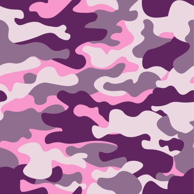 Military camouflage seamless pattern, purple monochrome. Classic clothing style masking camo repeat print. ruby colors texture. Design element. Vector illustration. clipart