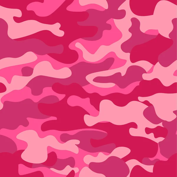 Camouflage fond de motif sans couture. Style vestimentaire classique camouflage imprimé répétition. Rose orchidée rose rubis couleurs texture de la forêt. Élément design. Illustration vectorielle . — Image vectorielle