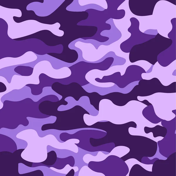 Modello militare mimetico senza cuciture, viola monocromatico. Stile classico abbigliamento mascheramento camo ripetizione stampa. colore rubino consistenza. Elemento di design. Illustrazione vettoriale . — Vettoriale Stock