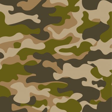 Seamless modeli. Soyut askeri veya av kamuflaj arka plan. Kahverengi, yeşil renk. Vektör çizim. Yinelenen doku Tekstil giyim için