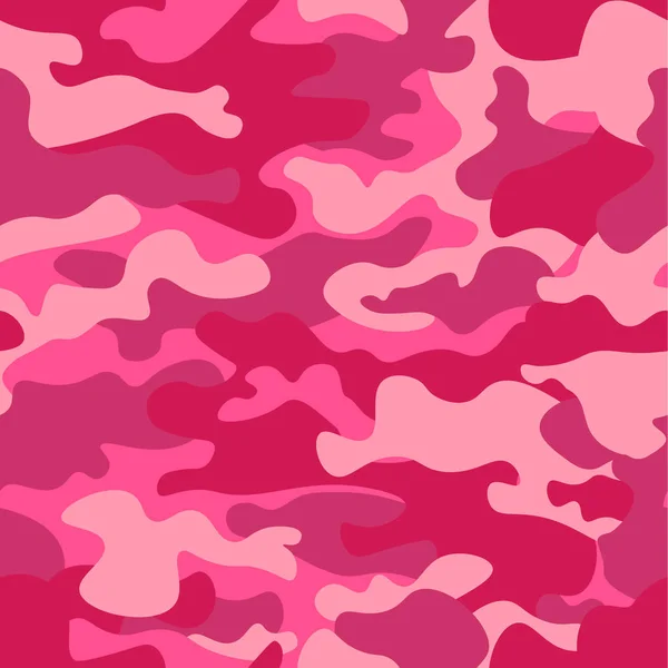 Camouflage fond de motif sans couture. Style vestimentaire classique camouflage imprimé répétition. Rose orchidée rose rubis couleurs texture de la forêt. Élément design. Illustration vectorielle . — Image vectorielle