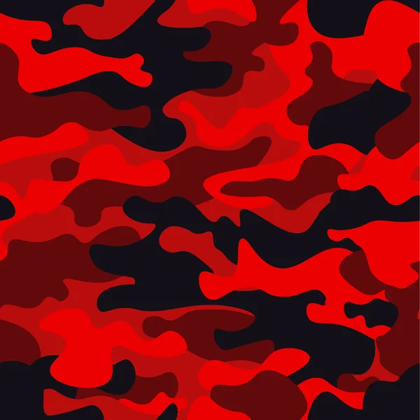 Камуфляж военного прошлого. Ярко-красная текстура печати Camo - векторная иллюстрация. Абстрактный шаблон бесшовен. Классический стиль одежды, маскирующий камуфляж . — стоковый вектор