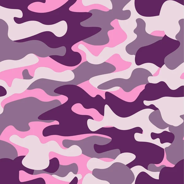 Camouflage militaire motif sans couture, violet monochrome. Style vestimentaire classique camouflage imprimé répétition. texture de couleurs rubis. Élément design. Illustration vectorielle . — Image vectorielle