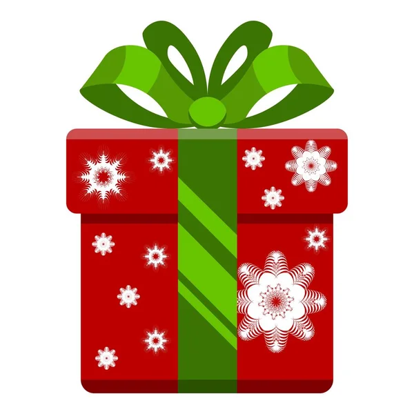 Petite boîte cadeau de Noël rouge avec ruban de vacances vert — Image vectorielle