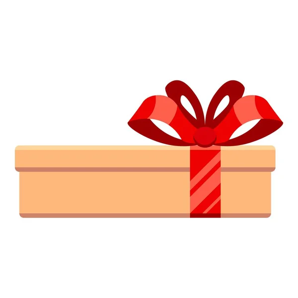 Caixa de presente da caixa com fita vermelha e arco. Design plano. Feliz dia dos namorados ou feriados de Natal — Vetor de Stock