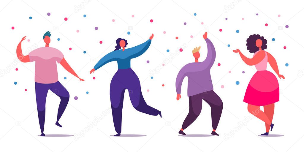 Jumping business people. Happy office people winning vector illustration, joyful and smiling cartoon businessmen and businesswomen team