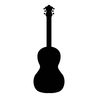 Sicim müzik aletlerinin vektör seti siluetleri. Elektro gitarlar, akustik gitarlar, klasik gitar, bas gitar, banjo..