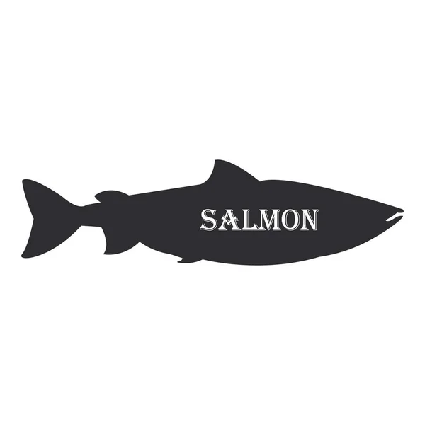 Silueta negra de salmón — Vector de stock