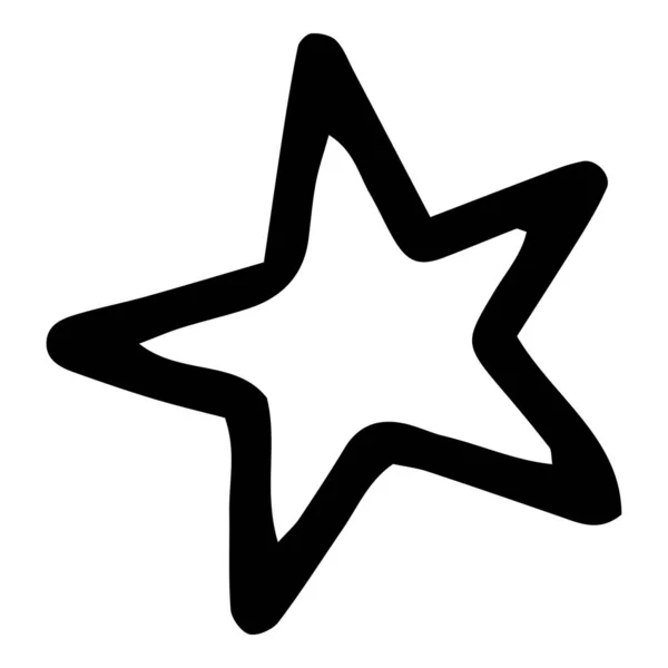 Mão preta desenhada doodle star em isolado no fundo branco . —  Vetores de Stock