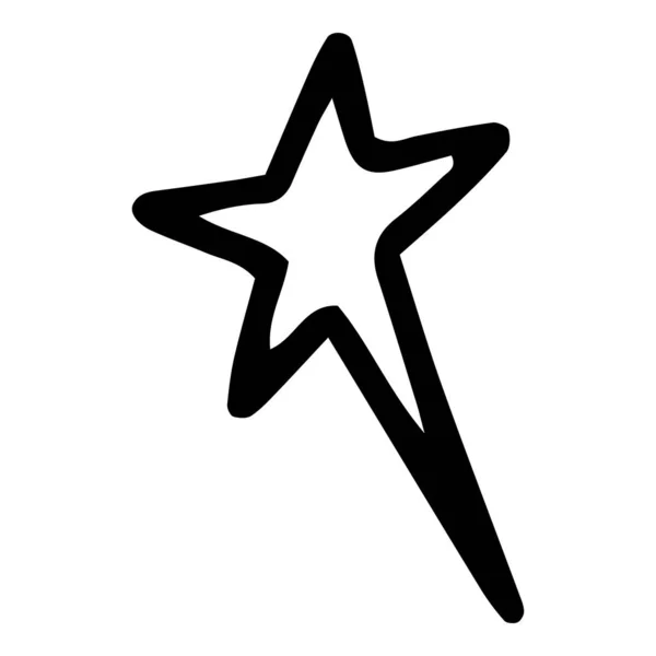 Μαύρο ζωγραφισμένο στο χέρι αστέρι σε απομονωμένο σε λευκό φόντο. — Διανυσματικό Αρχείο