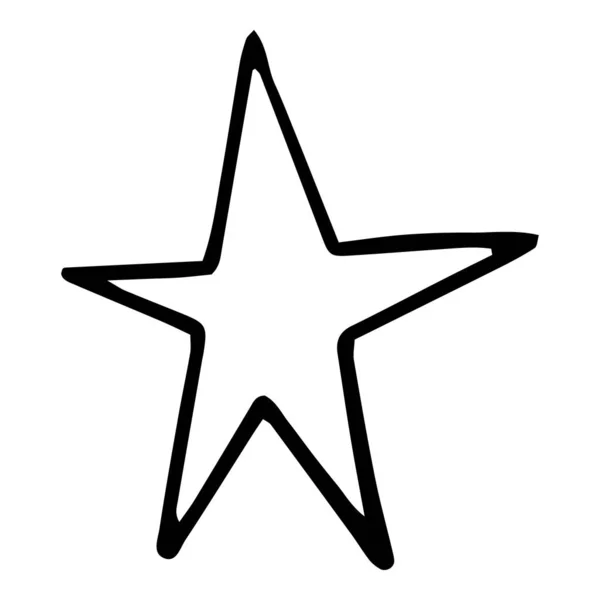 Černá ruka kreslené čmáranice hvězda v izolovaných na bílém pozadí. — Stockový vektor