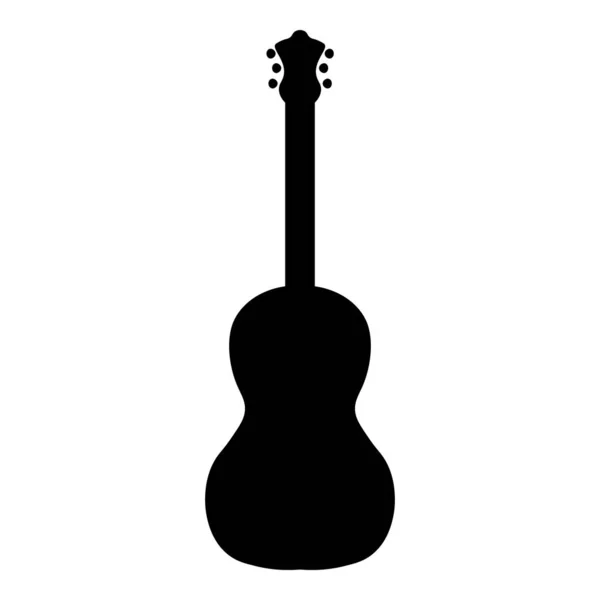 Vector set of string music instruments silhouettes. Electric guitars, acoustic guitars, classic guitar, bass guitar, banjo. — Stock Vector