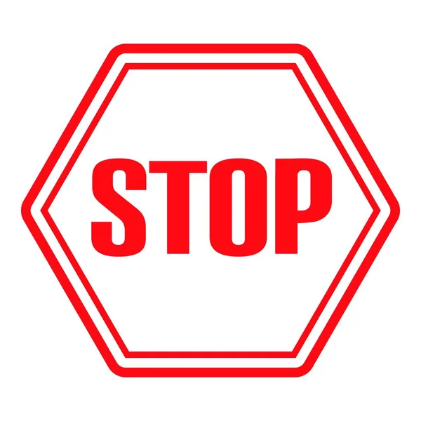 Znak stopu, biały kolor dłoni na czerwonym znaku drogowym miasta — Wektor stockowy